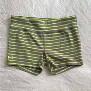 Under Armour Striped Shorts - Gray and Neon Green
